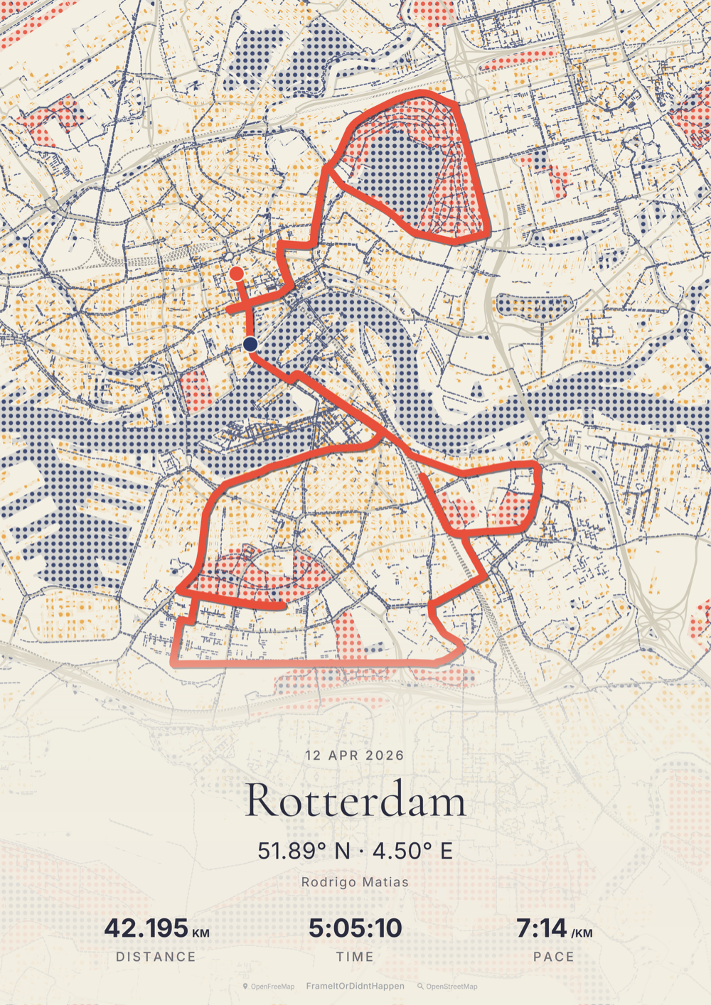 Rotterdam Marathon poster — Riso filter